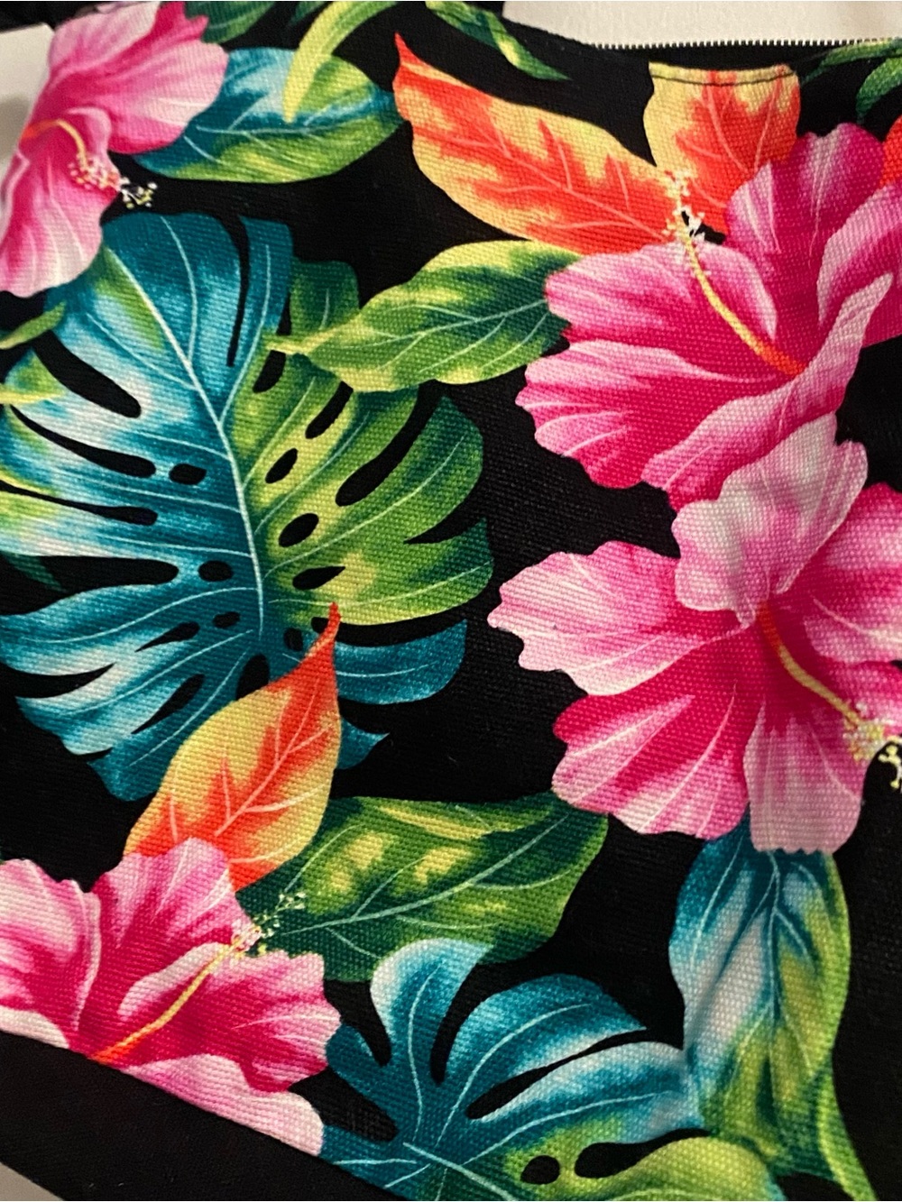 Island Impressions Tote Bag Purse 11”H x 9”W x 4.5” Tropical Floral Black Hawaii - Picture 2 of 7